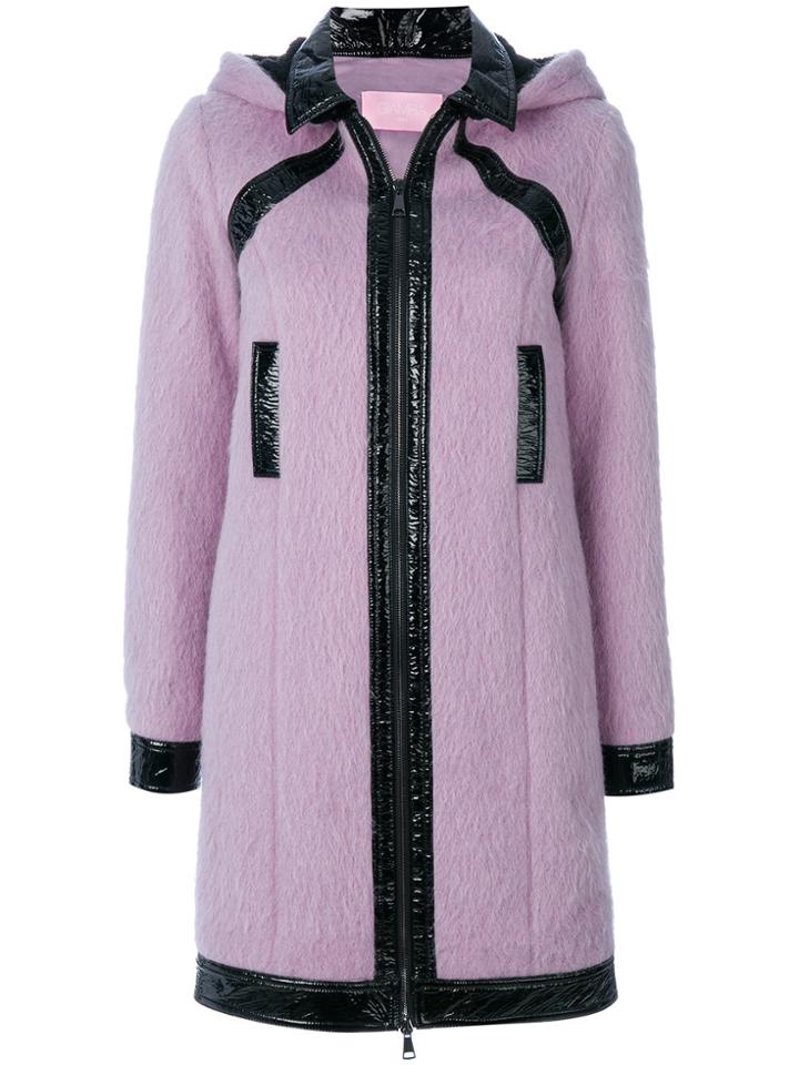 Giamba Patent Detail Hooded Coat - Pink & Purple