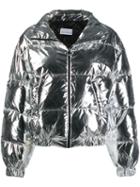 Chiara Ferragni Metallic Quilted Coat - Silver
