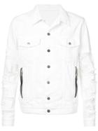Balmain Distressed Denim Jacket - White