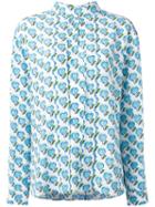Prada Heart Print Shirt, Women's, Size: 40, White, Silk