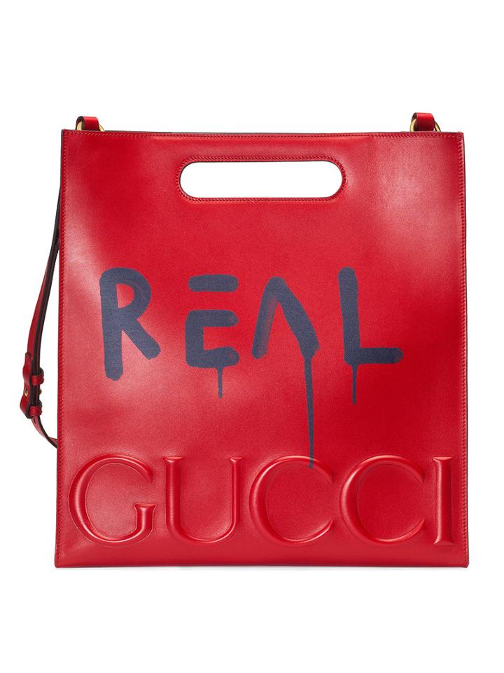 Gucci - Guccighost Leather Tote - Men - Leather/suede - One Size, Red, Leather/suede