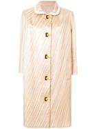 Pierre Cardin Vintage 1962 Pleated Midi Coat - Nude & Neutrals