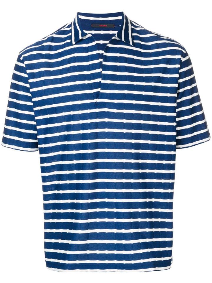 The Gigi Striped Polo Shirt - Blue