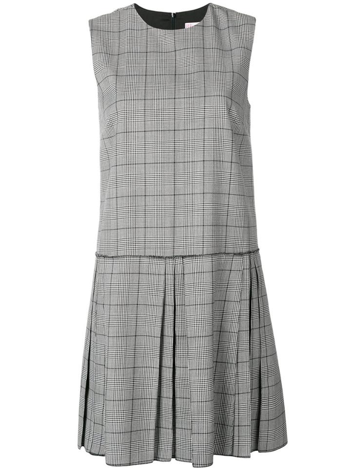 Red Valentino Checked Flared Dress - Grey