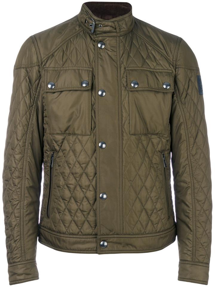 Belstaff - Band Collar Quilted Jacket - Men - Cotton/polyester - 54, Green, Cotton/polyester