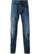 Dolce & Gabbana Straight Leg Jeans, Men's, Size: 48, Blue, Cotton/calf Leather/zamak