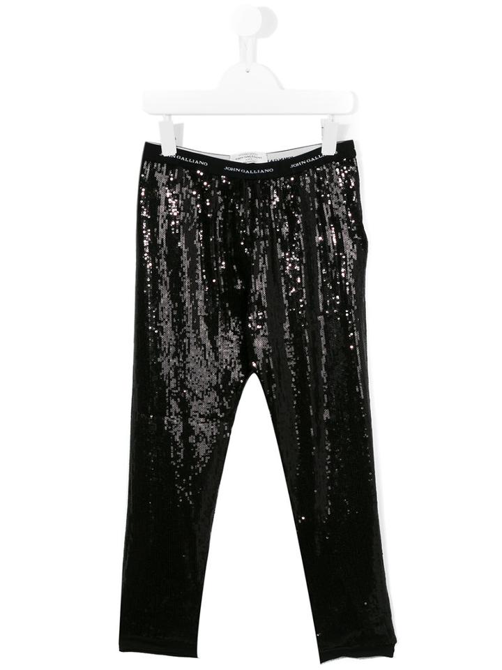 John Galliano Kids Sequin Leggings, Girl's, Size: 16 Yrs, Black