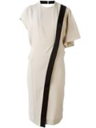 Mame Diagonal Stripe Draped Dress, Women's, Size: 1, Nude/neutrals, Triacetate/polyester