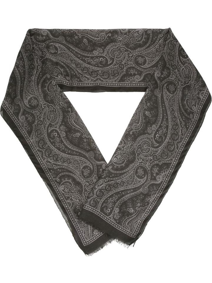 John Varvatos Paisley Print Scarf, Men's, Grey, Modal
