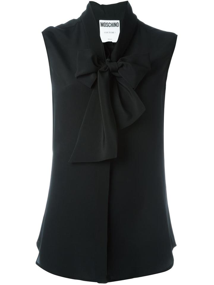 Moschino Pussy Bow Blouse, Women's, Size: 40, Black, Silk