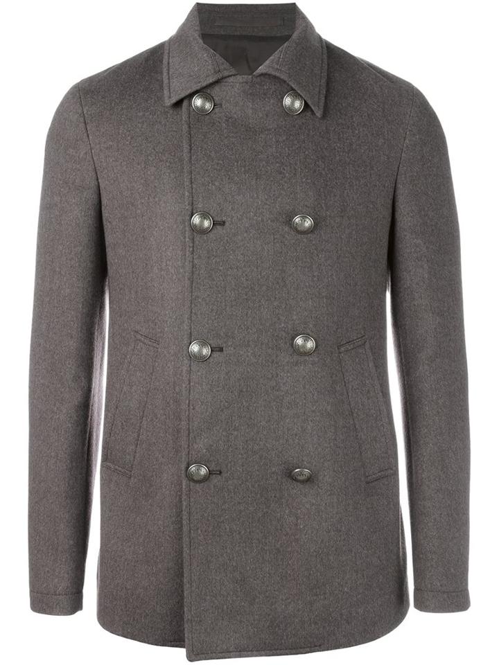 Eleventy Double-breasted Coat, Men's, Size: 56, Brown, Wool