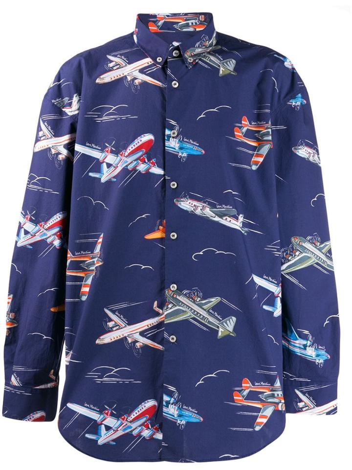 Love Moschino Airplane Print Shirt - Blue