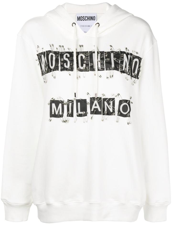 Moschino Safety Pin Logo Hoodie - White
