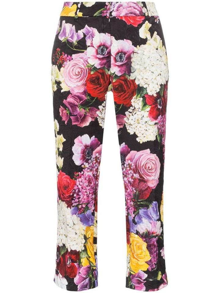 Dolce & Gabbana Broccato Floral Printed Trousers - Hnw86 Black
