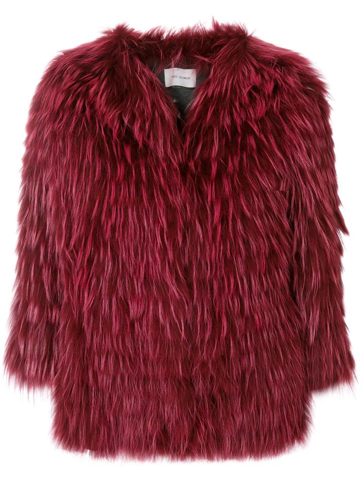 Yves Salomon Raccoon Fur Jacket - Red