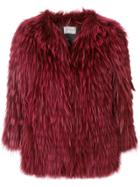 Yves Salomon Raccoon Fur Jacket - Red