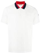 Moncler Striped Collar Polo Shirt, Men's, Size: Small, White, Cotton