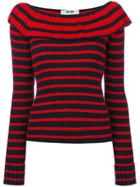 Msgm Frilled Neck Knitted Blouse - Red
