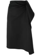 Rochas Asymmetric Draped Skirt, Women's, Size: 44, Black, Wool