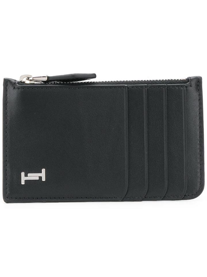 Tod's Logo Plaque Cardholder Wallet - Black