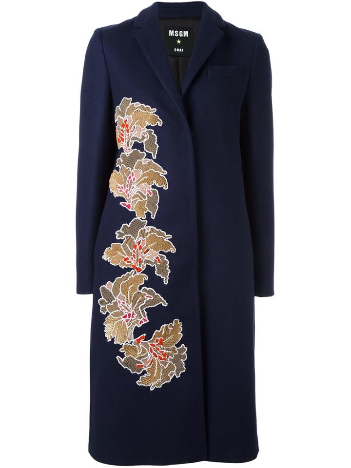 Msgm Sequin Flower Midi Coat
