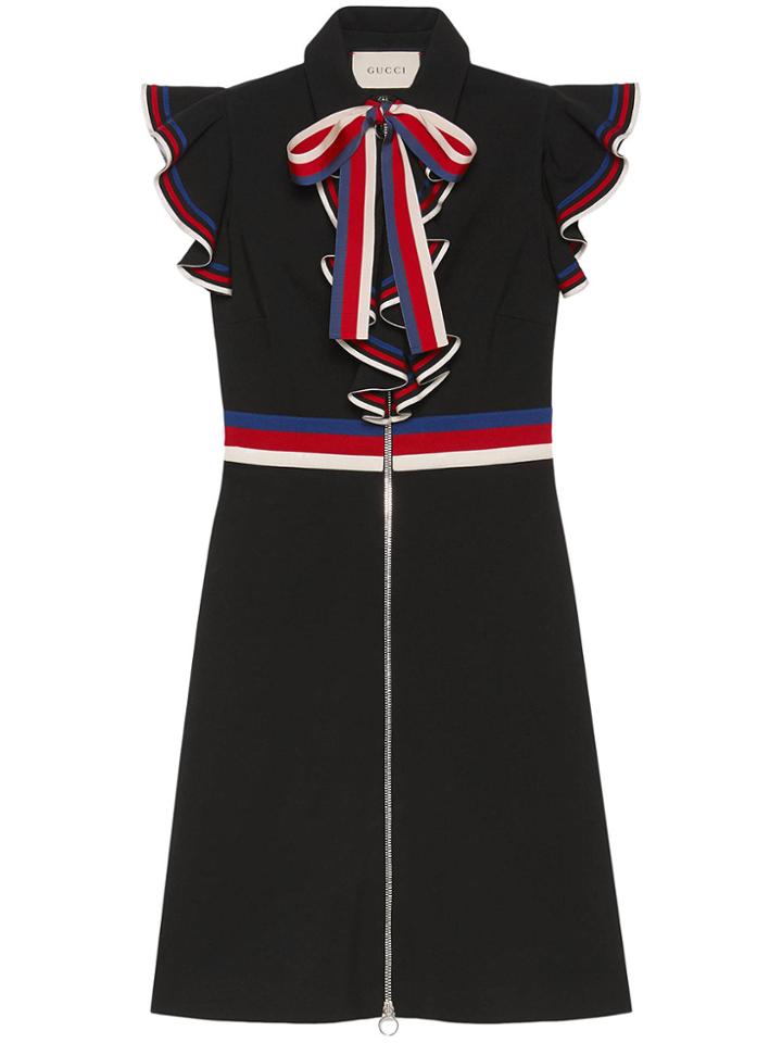 Gucci Sylvie Web Stretch Jersey Dress - Black