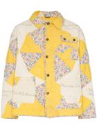 Bode Patchwork Flower Quilted Cotton Jacket - Yellow