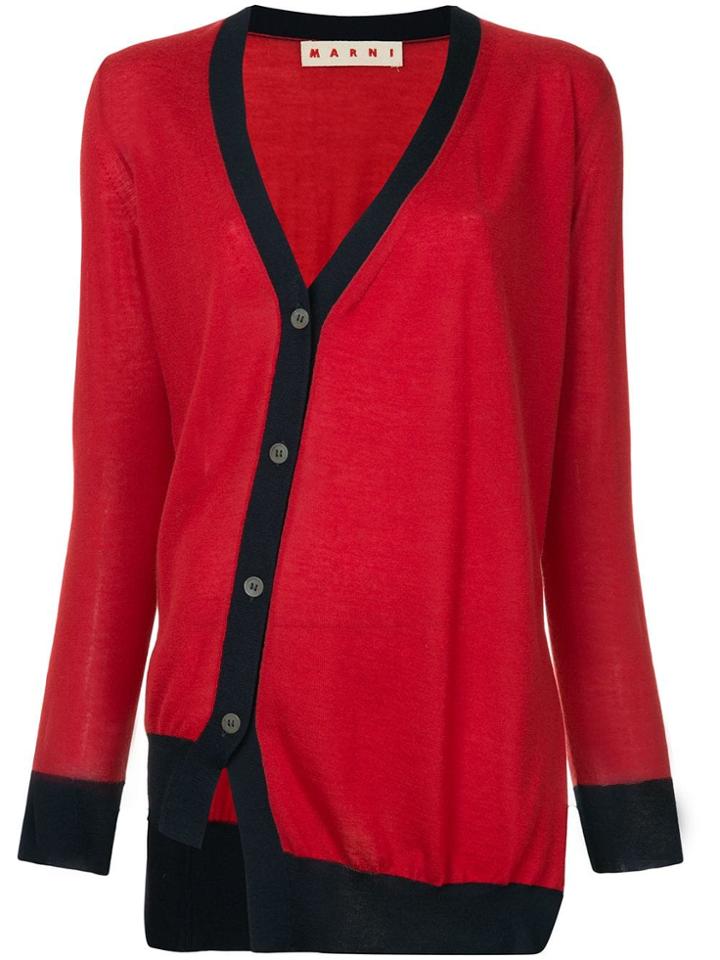 Marni Cashmere Off-centre Fastening Cardigan - Red