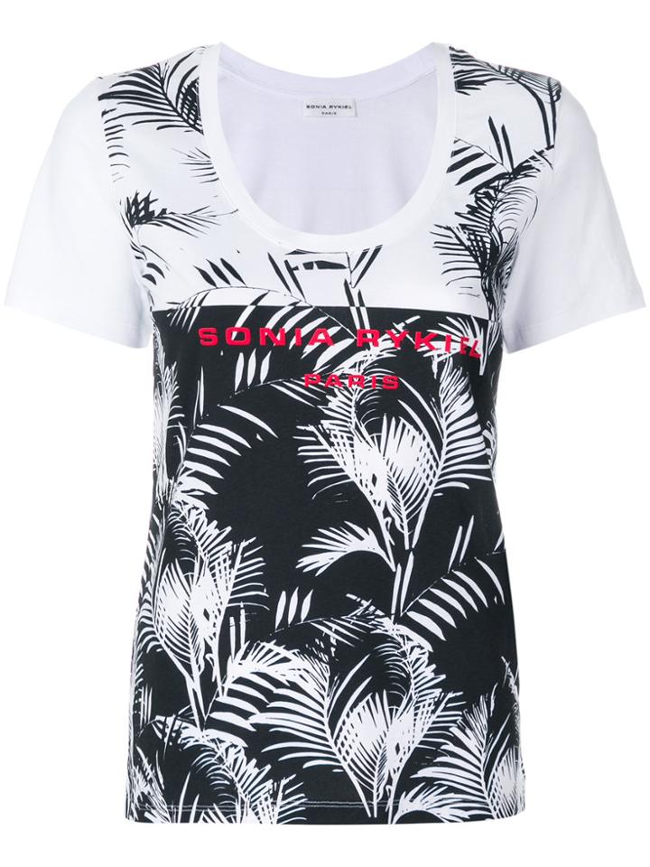 Sonia Rykiel Leaf Print Logo T-shirt - White