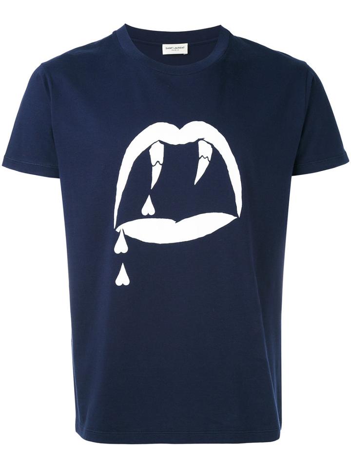 Saint Laurent - Graphic Print T-shirt - Men - Cotton - M, Blue, Cotton