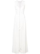 Derek Lam Lace-up Detail Layered Gown - White