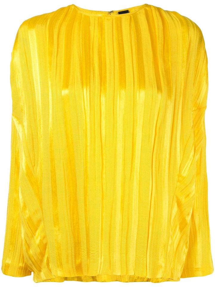 Zero + Maria Cornejo Plissé Long-sleeved Blouse - Yellow