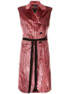 Ann Demeulemeester Striped Velvet Long Gilet - Pink