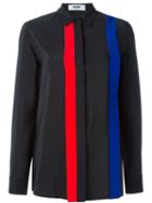Msgm Striped Shirt, Women's, Size: 44, Black, Silk