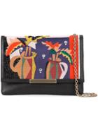 Lizzie Fortunato Jewels Embroidered Fold-over Clutch, Women's, Black, Leather