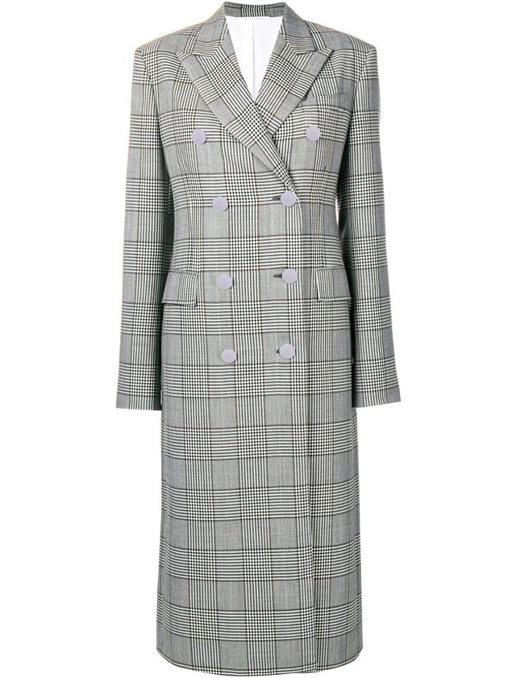 Calvin Klein 205w39nyc Checked Double Breasted Coat - Grey