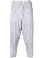 Homme Plissé Issey Miyake - Pleated Cropped Length Trousers - Men - Polyester - 2, Grey, Polyester