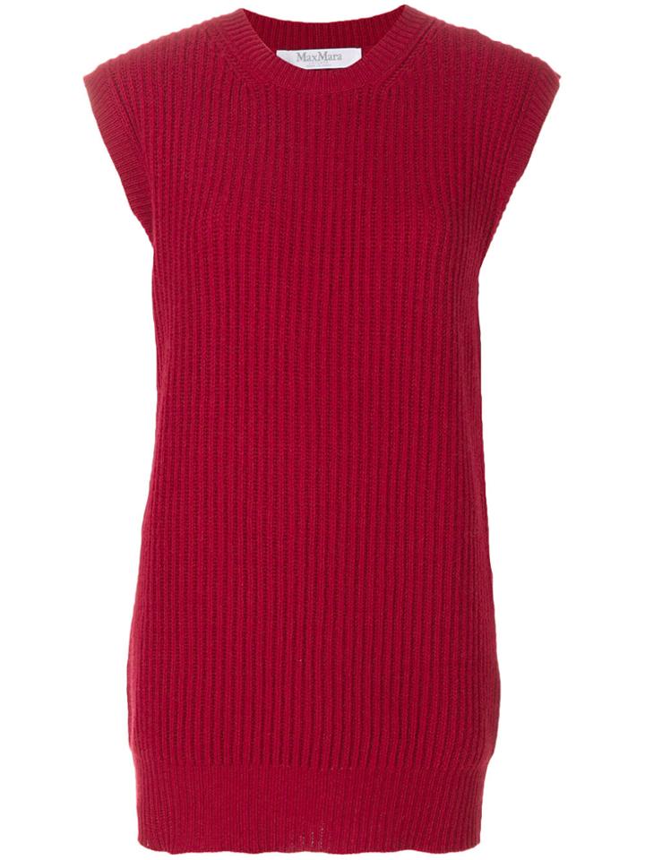 Max Mara Ribbed Knitted Top - Red