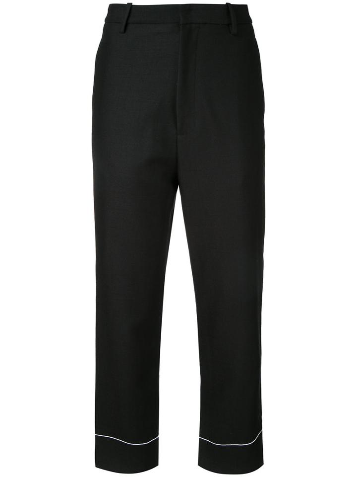 Bassike - Contrast Detail Pants - Women - Cotton/nylon/virgin Wool - 10, Black, Cotton/nylon/virgin Wool