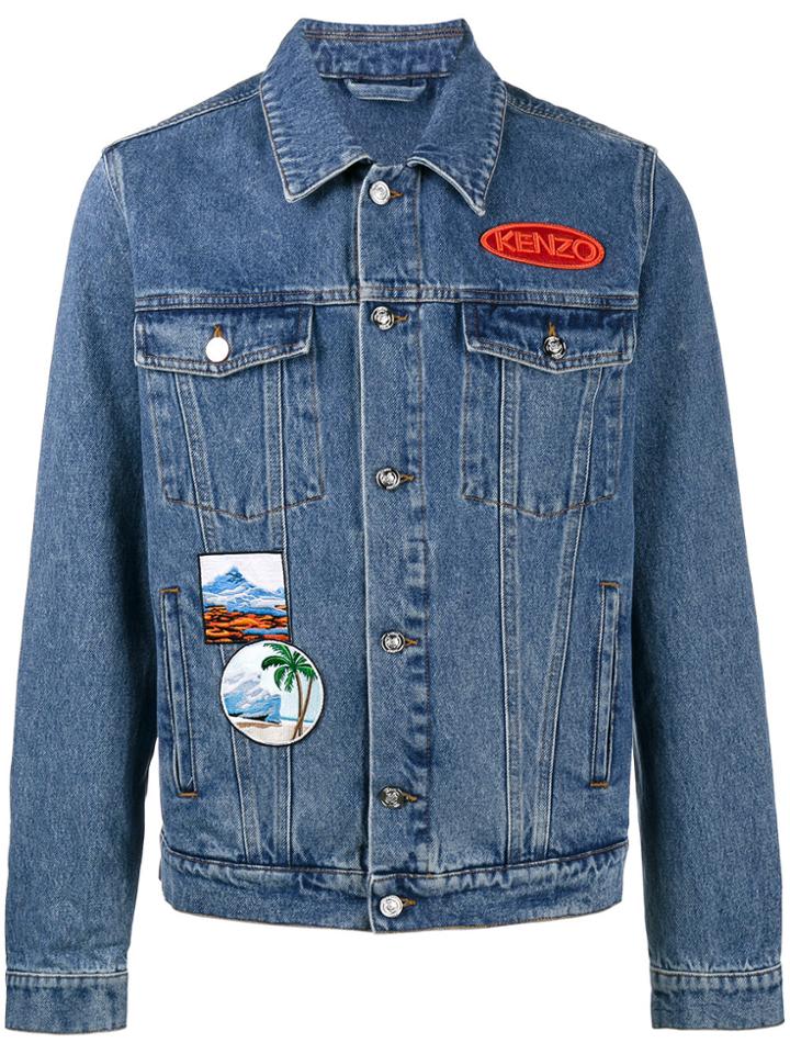 Kenzo Denim Jacket With Patches - Blue