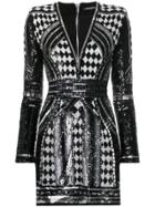 Balmain Paillette Short Dress - Black