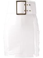 Elisabetta Franchi Belted Faux-leather Skirt - White
