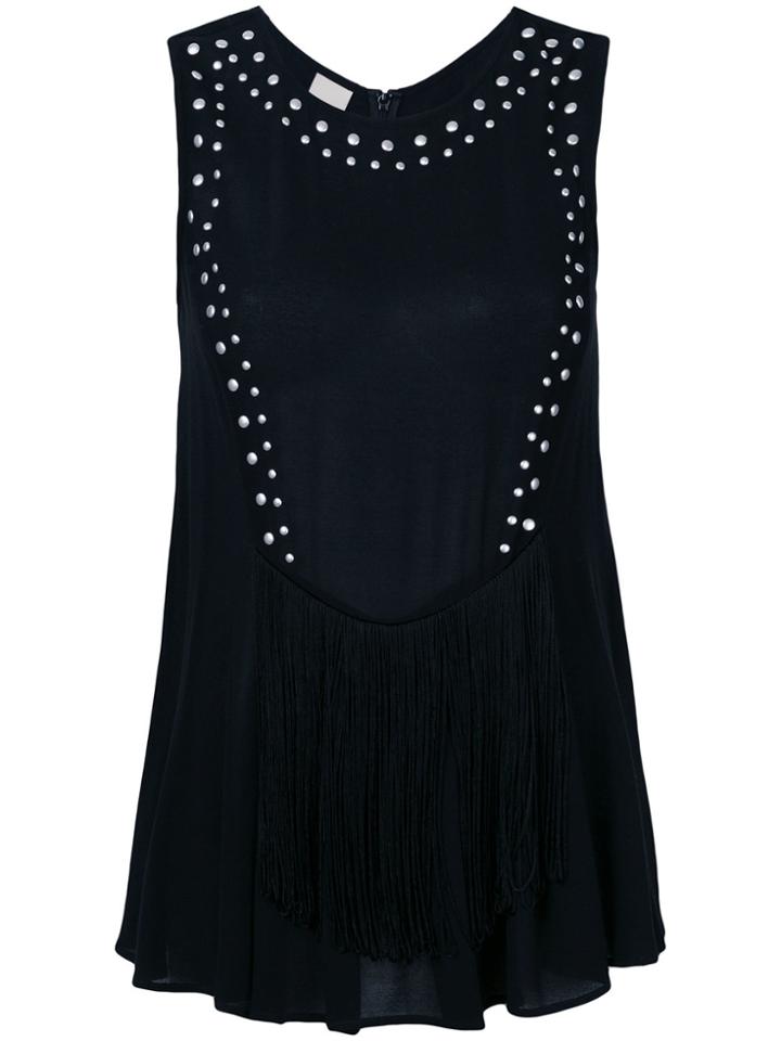 Pinko Stud And Fringe Detail Blouse - Black