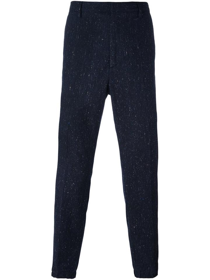 Kenzo Straight-leg Trousers, Men's, Size: 46, Blue, Silk/cotton/spandex/elastane