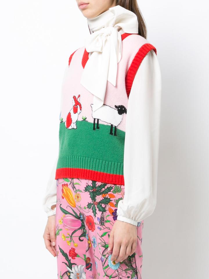 Gucci Sleeveless Knitted Top - Pink & Purple