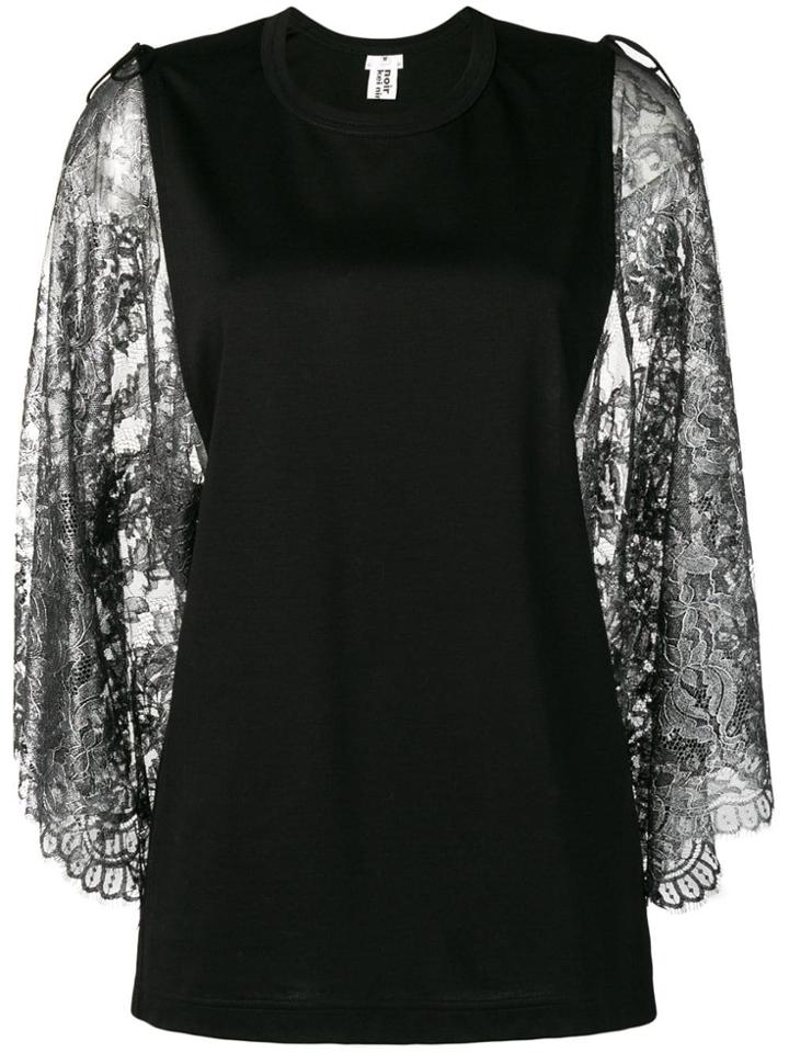 Comme Des Garçons Noir Kei Ninomiya Lace Sleeve Top - Black