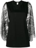 Comme Des Garçons Noir Kei Ninomiya Lace Sleeve Top - Black