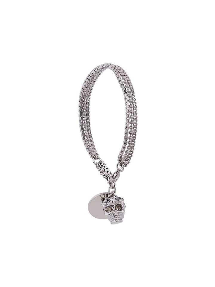 Alexander Mcqueen Star Dust Skull Bracelet, Women's, Metallic