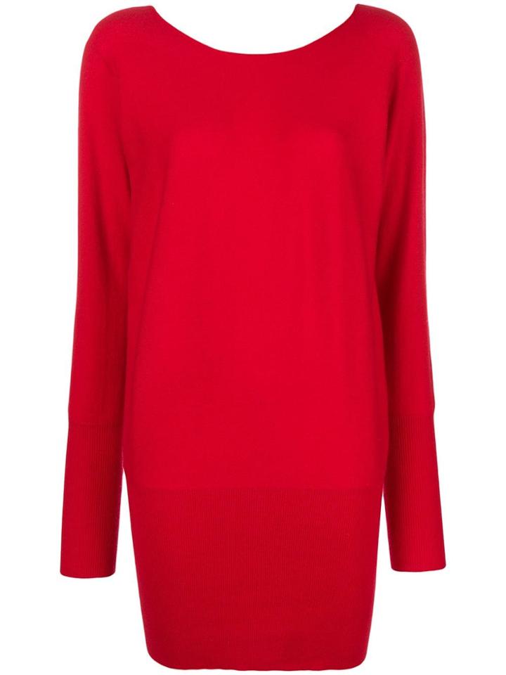 Allude Cashmere Jumper Dress - Red