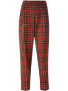 Rosetta Getty Pleated Front Tartan Trousers
